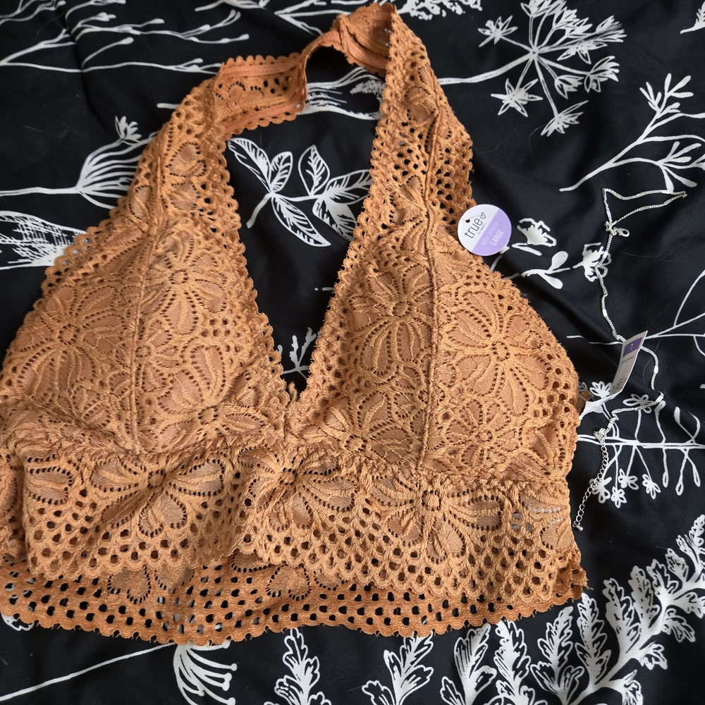 Rust Lace Halter Bralette